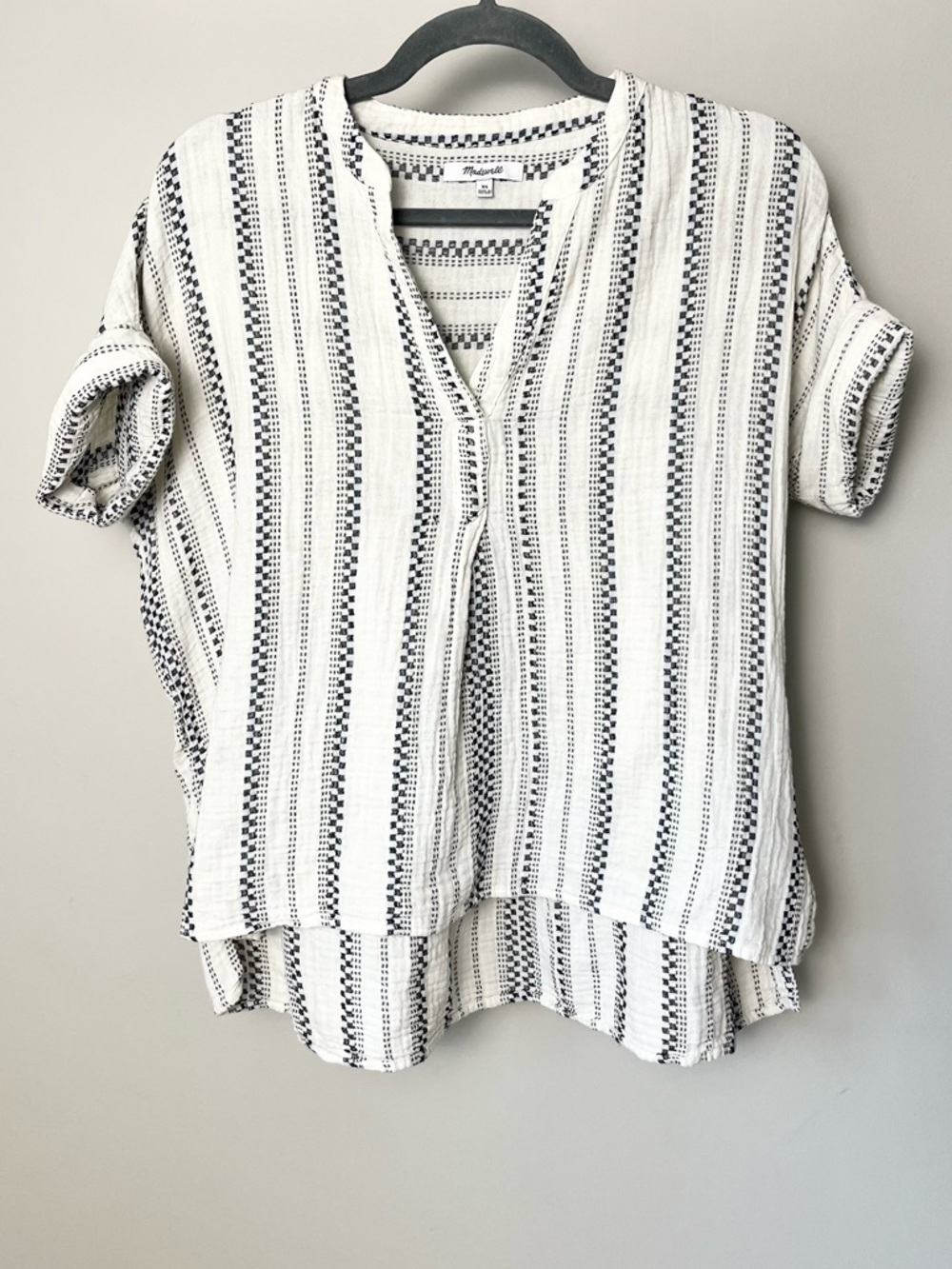 Madewell Gauzy Short Sleeve Hayden Popover Top